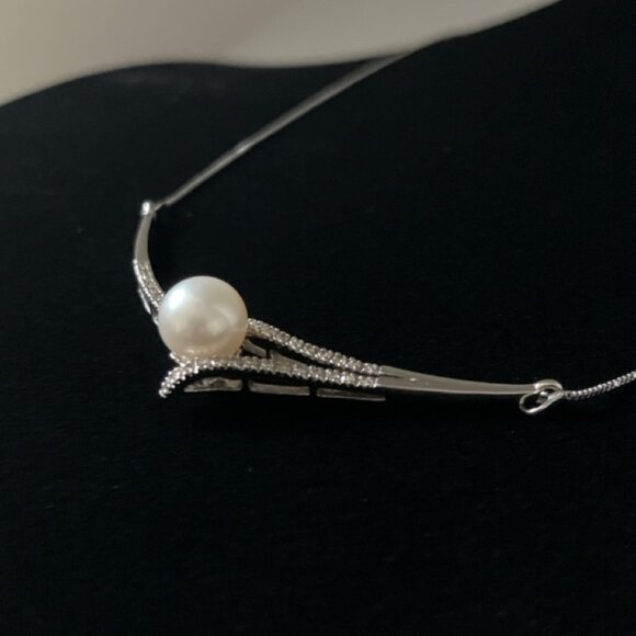 Pearl and Diamond Necklace, 10KT White Gold, 18.50” in Length, 3.04gm - Picture 5 of 15